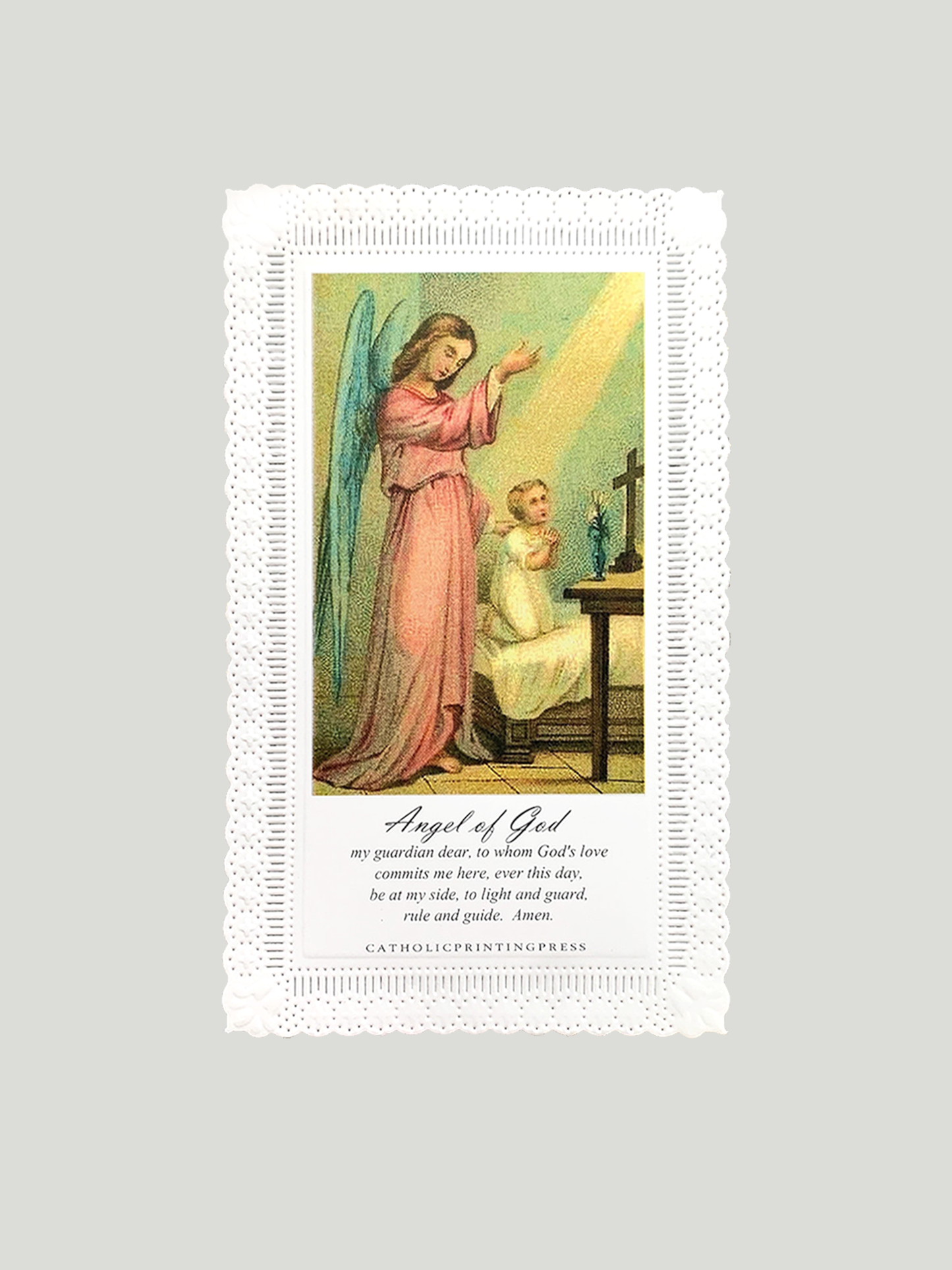 Guardian Angel of God Paper Lace Holy Card (Pack of Two)