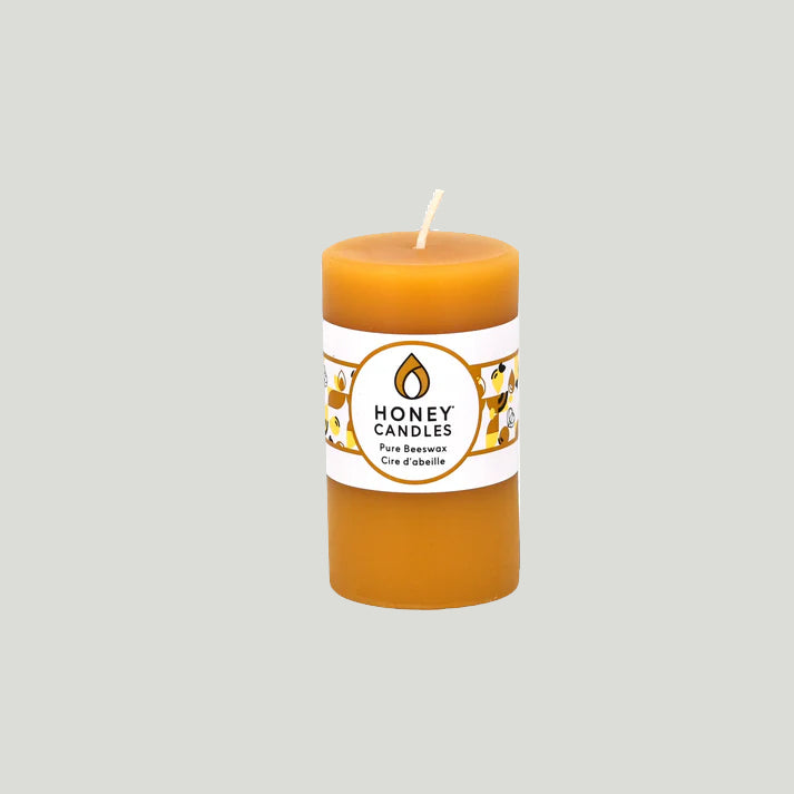 Small Round Natural Beeswax Pillar Candle (Pack of Three) *NEW RELEASE)