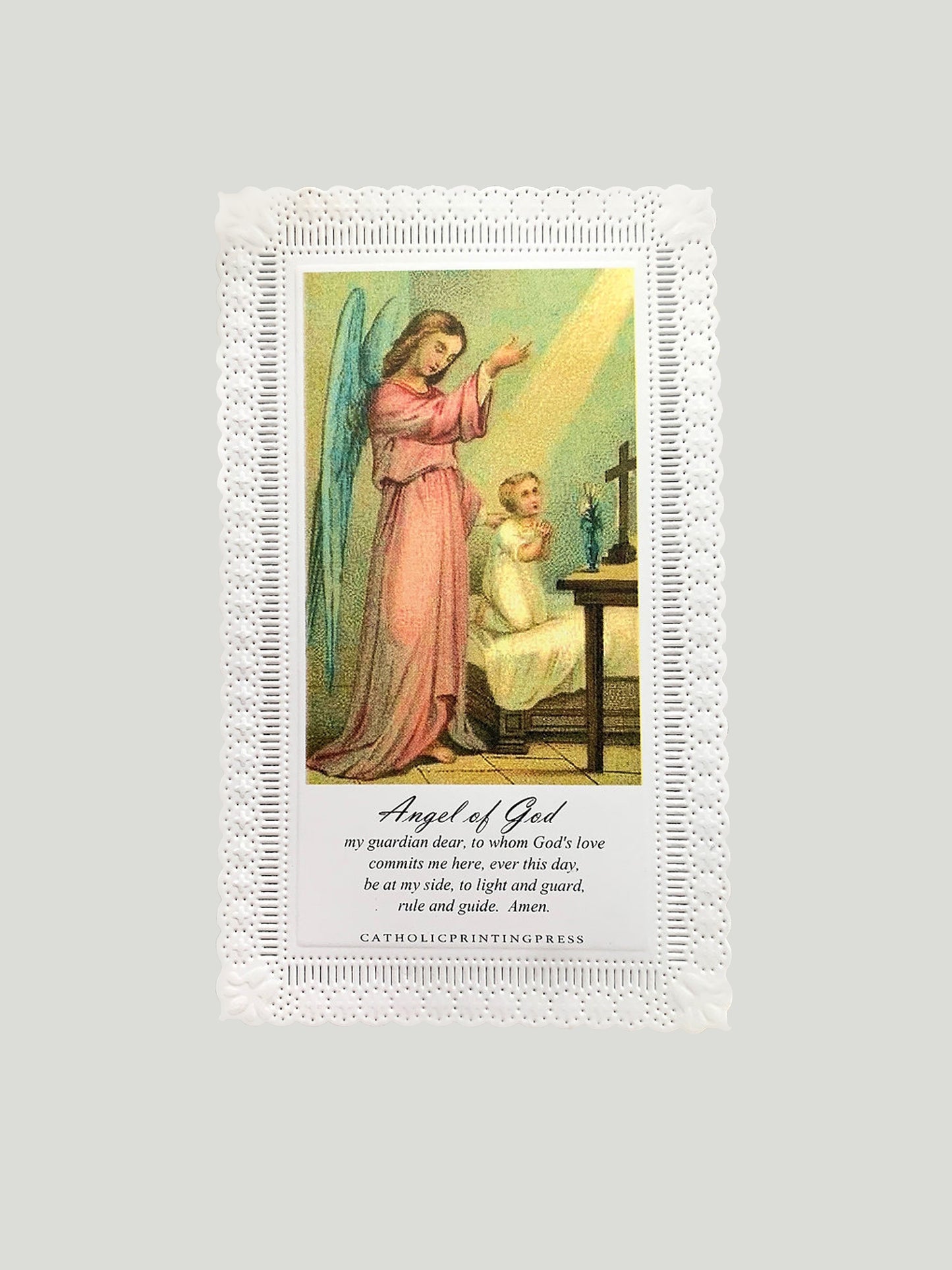 Guardian Angel of God Paper Lace Holy Card (Pack of Two)