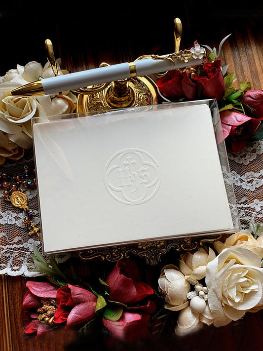 A1 IHS Letterpress Embossed Catholic Note Cards Box Set