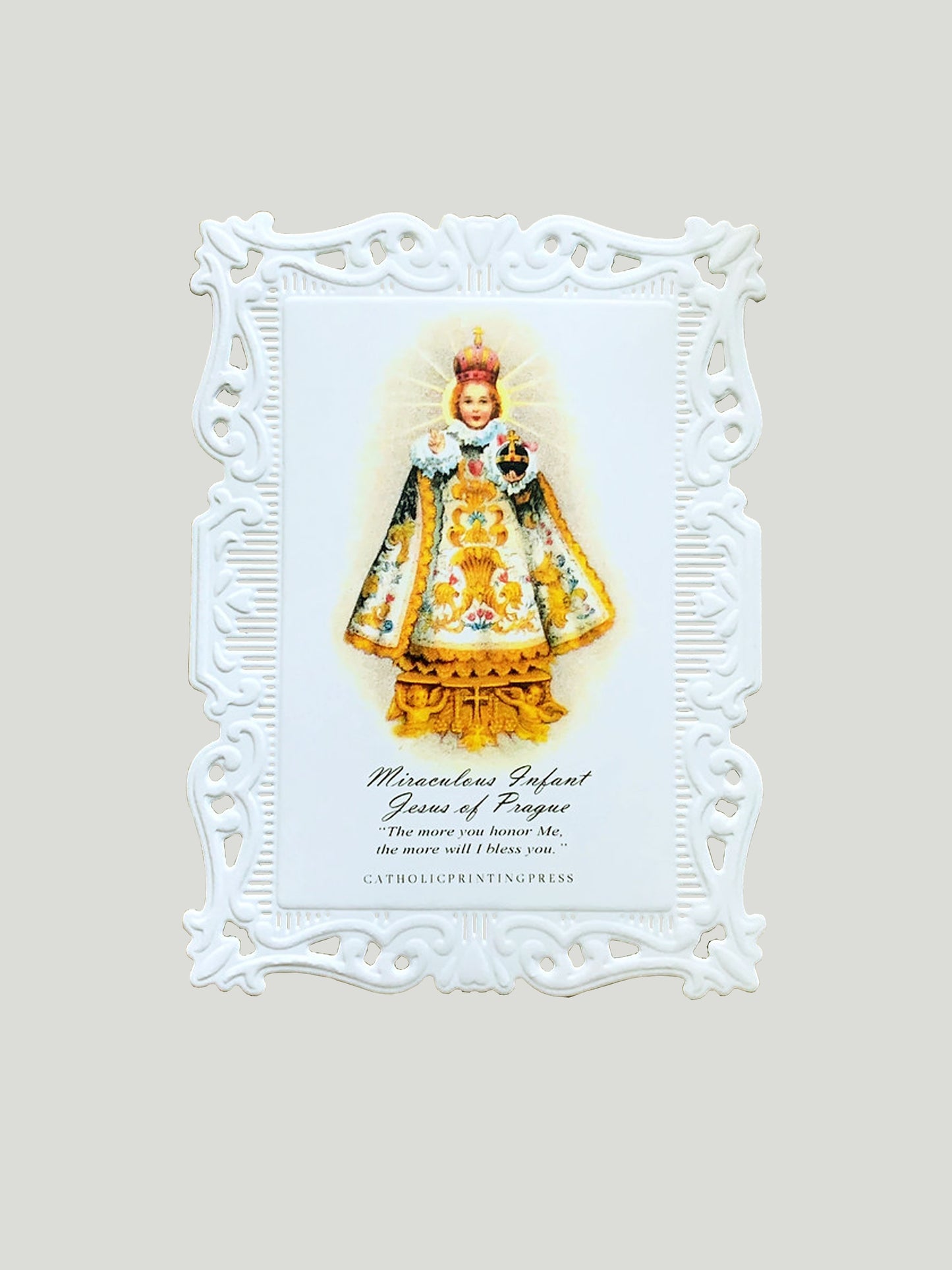 Miraculous Infant of Prague Paper Lace Holy Card (Pack of Two)