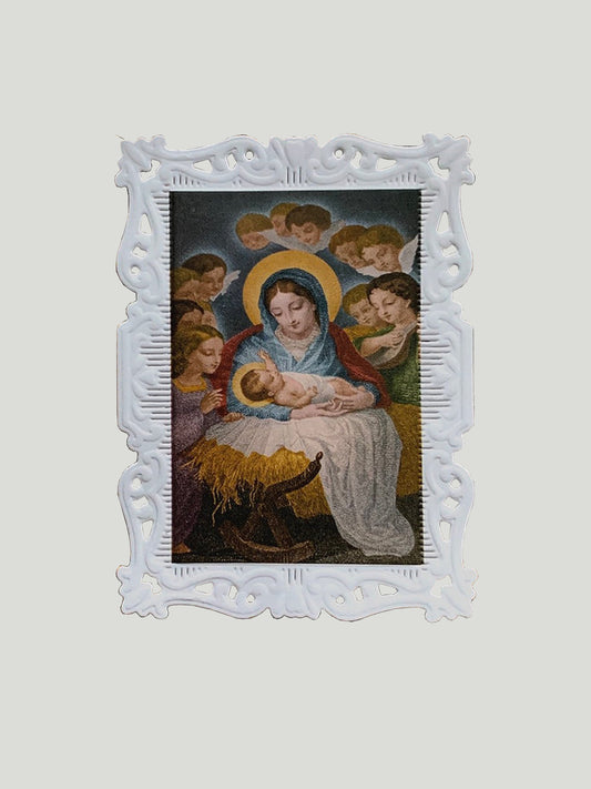 Nativity with Angels Paper Lace Holy Card (Pack of Two)