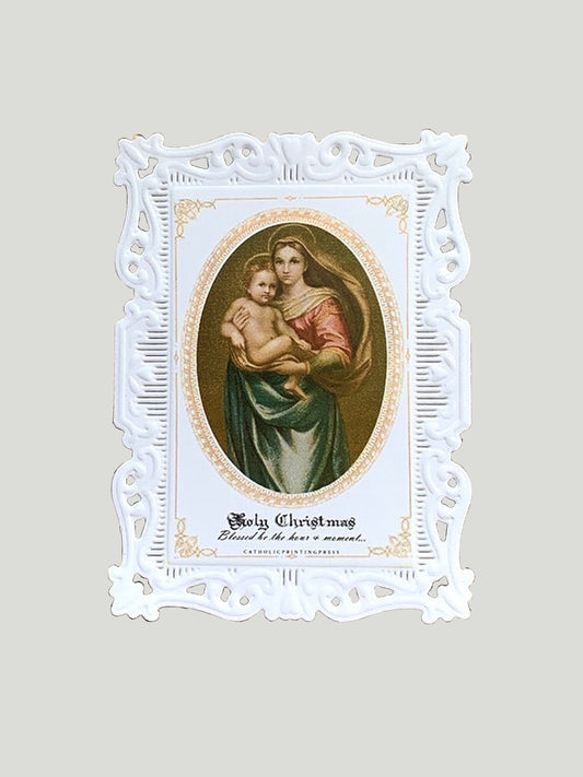 Raphael's Madonna Baroque Paper Lace Holy Card (Pack of Two)