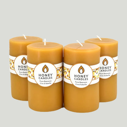 Small Round Natural Beeswax Pillar Candle (Pack of Three) *NEW RELEASE)