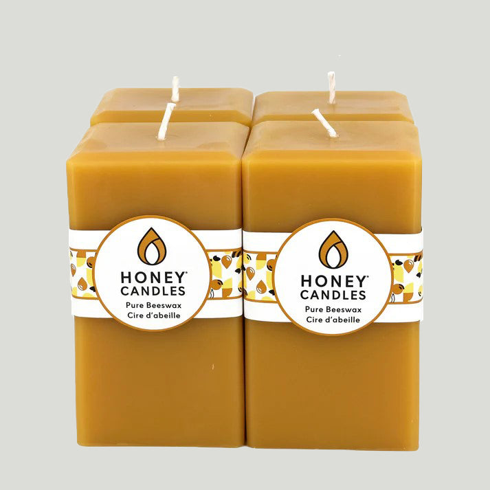 Square Natural Beeswax Pillar Candle (Single)
