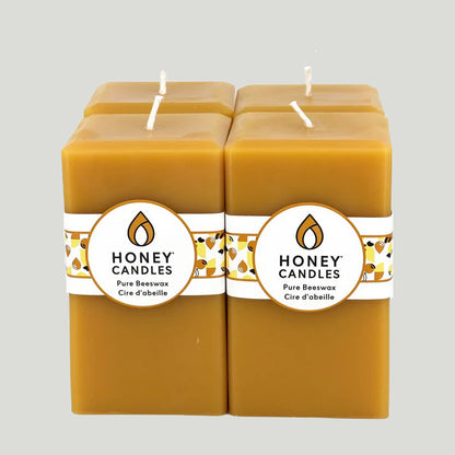 Square Natural Beeswax Pillar Candle (Single)