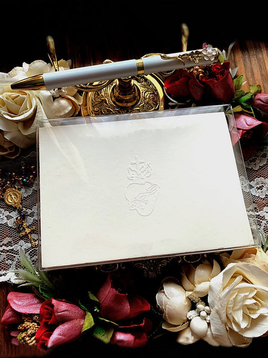 A1 Sacred Heart Letterpress Embossed Catholic Note Cards Box Set